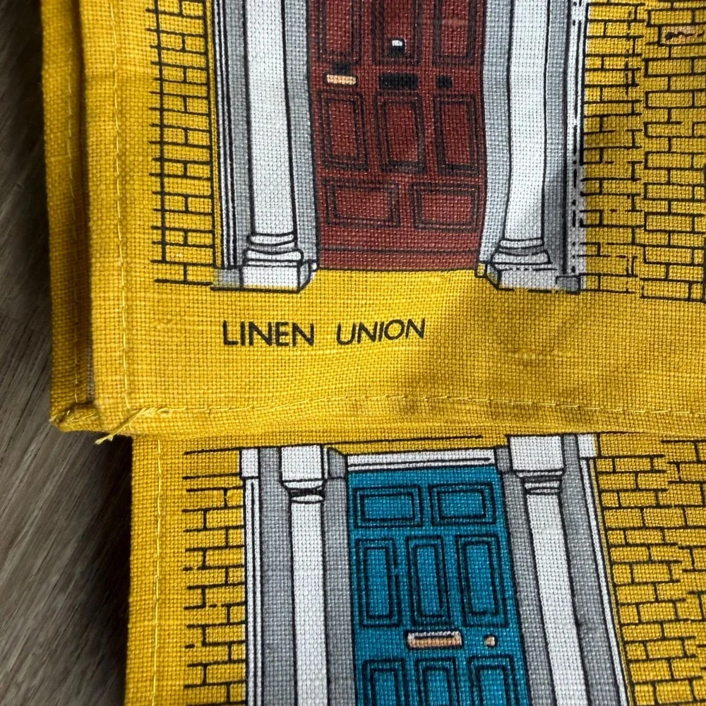 Blarney Woollen‎ Mills Doors of Dublin Tea Towel Yellow Linen Union Irish Looms